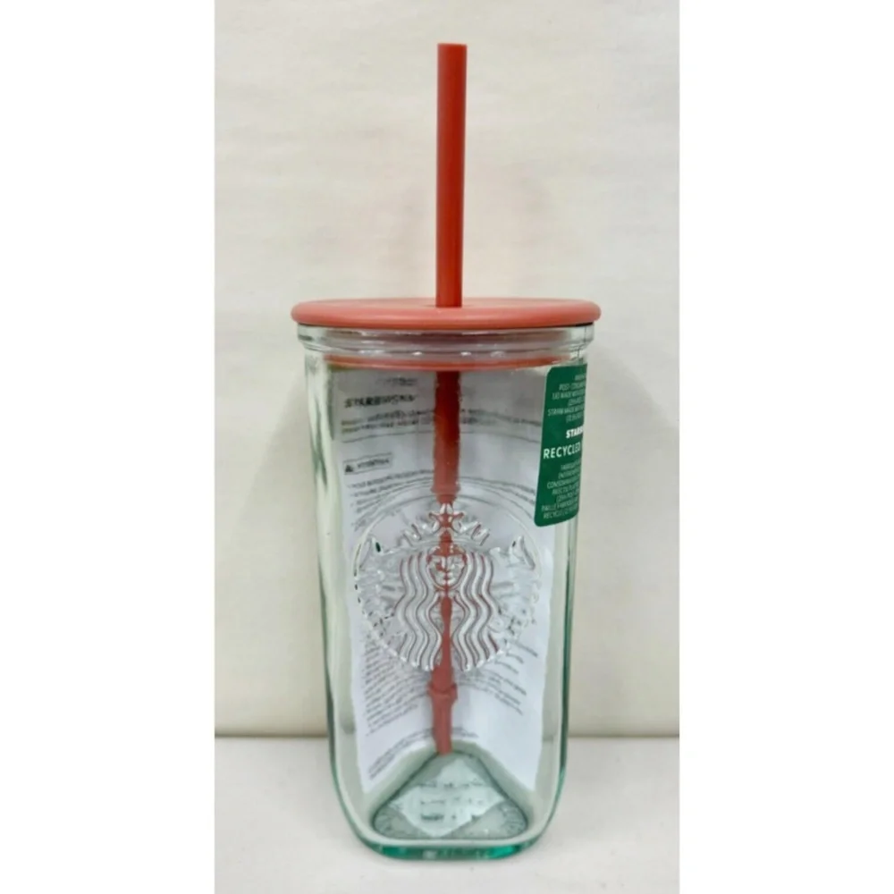 New 2024 Starbucks Recycled Triangle Glass Cold Cup 16 oz Grande - Picture 1 of 3